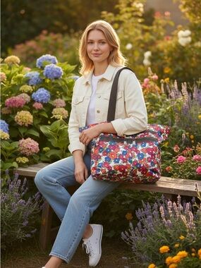 Brighton era Blossom Tote bag with zipper closure and shoulder strap